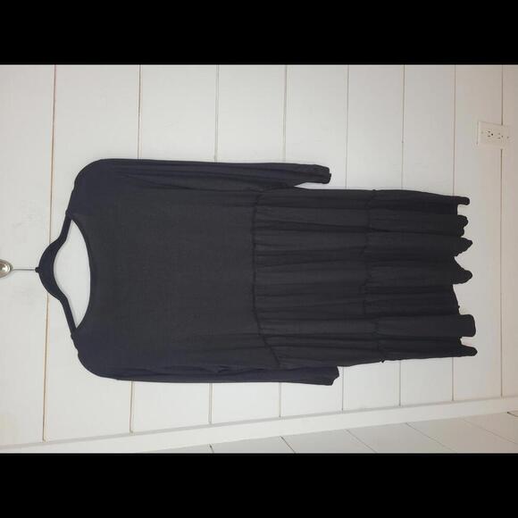 NWOT Heimish USA 3XL black soft & stretchy tiered babydoll dress - Picture 2 of 3